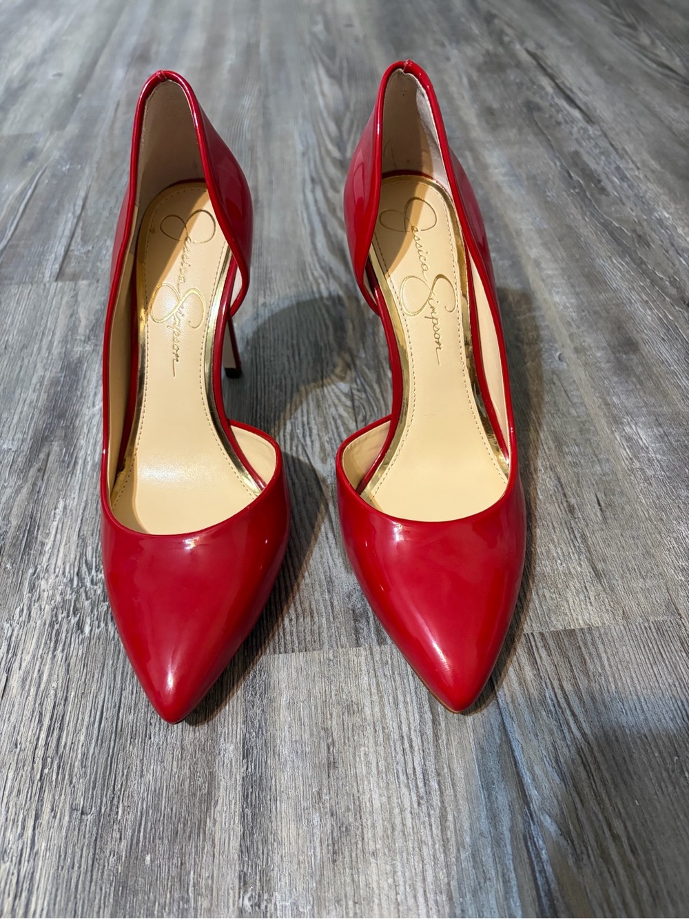 Jessica Simpson Red Patent Pointed-Toe Stiletto Heels - Picture 2 of 3
